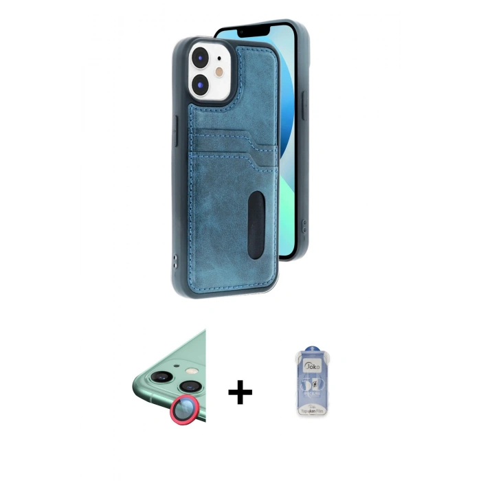 MARSİLYAN™- iPhone 11 Kılıf Yörünge Işık Serisi - Siyah Joko Magic 5D Cam + Raze Metal Kamera Lens - KI
