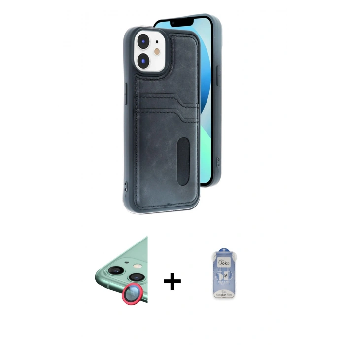 MARSİLYAN™- iPhone 11 Kılıf Yörünge Işık Serisi - Siyah Joko Magic 5D Cam + Raze Metal Kamera Lens - KI