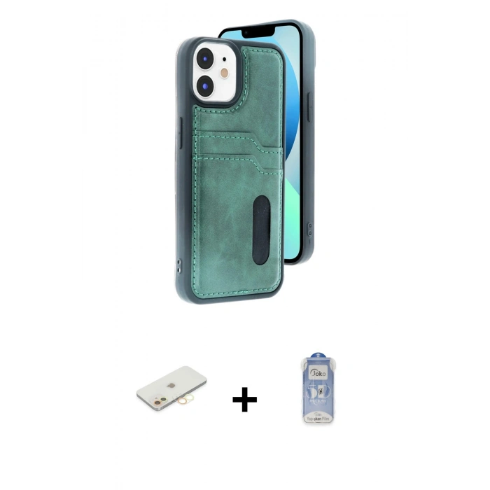 MARSİLYAN™- iPhone 11 Kılıf Yörünge Işık Serisi - Siyah Joko Magic 5D Cam + Renkli Kamera Lens Koruma Cam - SI