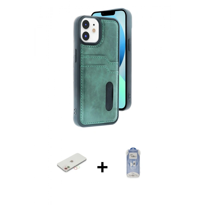 MARSİLYAN™- iPhone 11 Kılıf Yörünge Işık Serisi - Siyah Joko Magic 5D Cam + Renkli Kamera Lens Koruma Cam - YL