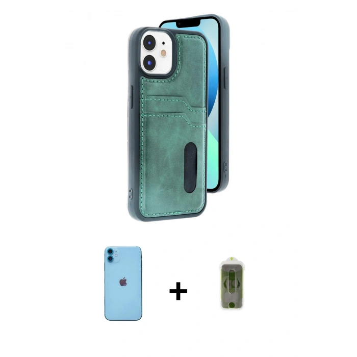 MARSİLYAN™- iPhone 11 Kılıf Yörünge Işık Serisi - Siyah Joko Magic 5D Hayalet Cam + Neon Fosforlu Kamera Lens - MI