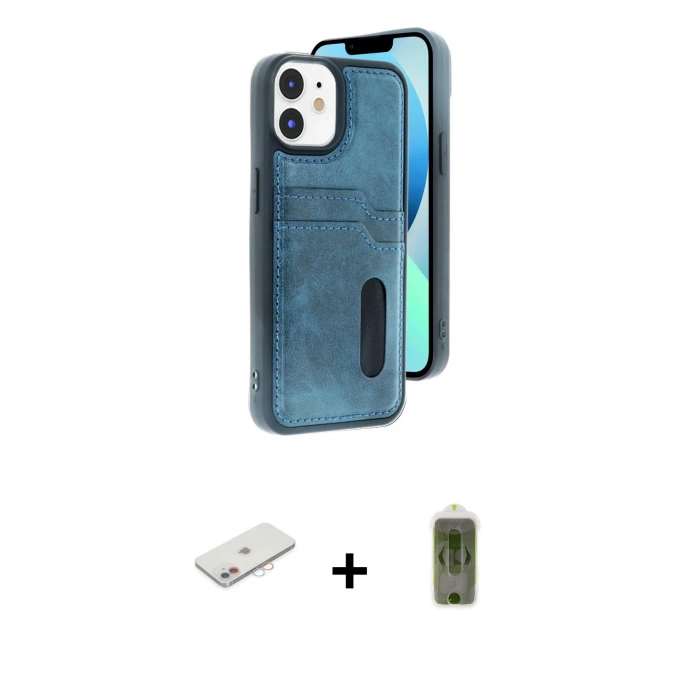 MARSİLYAN™- iPhone 11 Kılıf Yörünge Işık Serisi - Siyah Joko Magic 5D Hayalet Cam + Renkli Kamera Lens Koruma Cam - PE