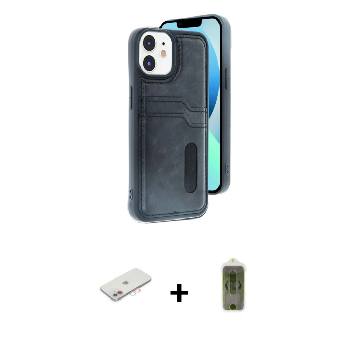 MARSİLYAN™- iPhone 11 Kılıf Yörünge Işık Serisi - Siyah Joko Magic 5D Hayalet Cam + Renkli Kamera Lens Koruma Cam - PE