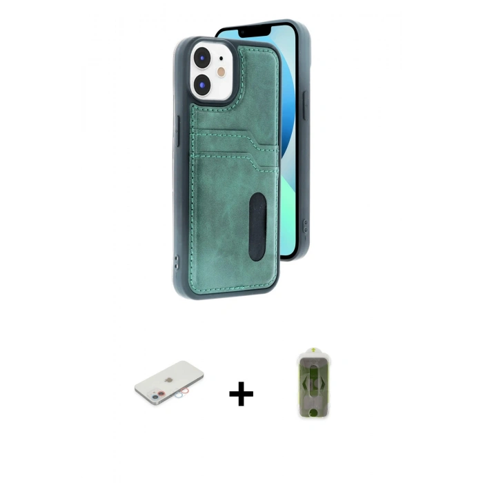 MARSİLYAN™- iPhone 11 Kılıf Yörünge Işık Serisi - Siyah Joko Magic 5D Hayalet Cam + Renkli Kamera Lens Koruma Cam - PE