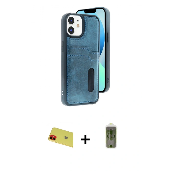 MARSİLYAN™- iPhone 11 Kılıf Yörünge Işık Serisi - Siyah Joko Magic 5D Hayalet Cam + Rainbow Kamera Lens Koruma Cam - KI