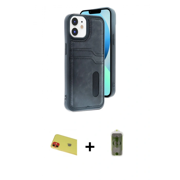 MARSİLYAN™- iPhone 11 Kılıf Yörünge Işık Serisi - Siyah Joko Magic 5D Hayalet Cam + Rainbow Kamera Lens Koruma Cam - KI