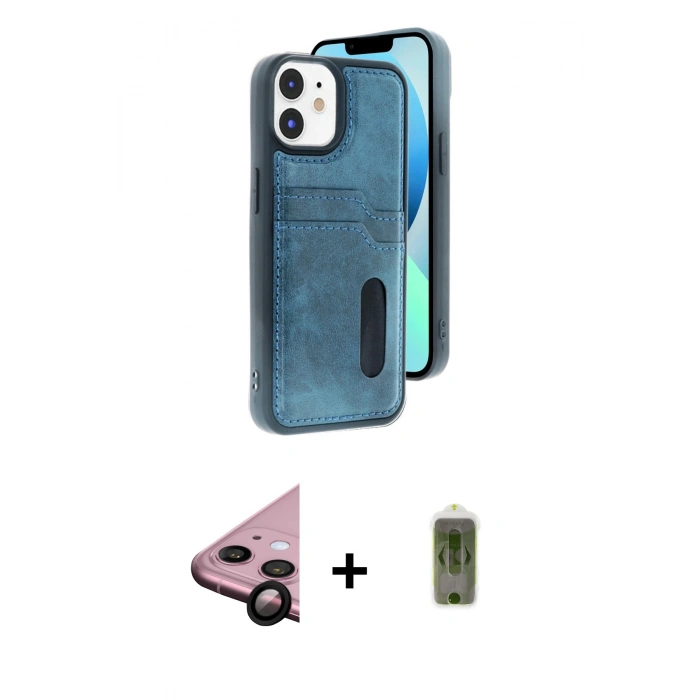 MARSİLYAN™- iPhone 11 Kılıf Yörünge Işık Serisi - Siyah Joko Magic 5D Hayalet Cam + Raze Metal Kamera Lens - SH