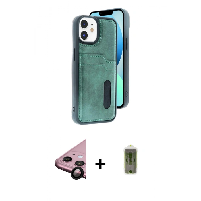 MARSİLYAN™- iPhone 11 Kılıf Yörünge Işık Serisi - Siyah Joko Magic 5D Hayalet Cam + Raze Metal Kamera Lens - SH