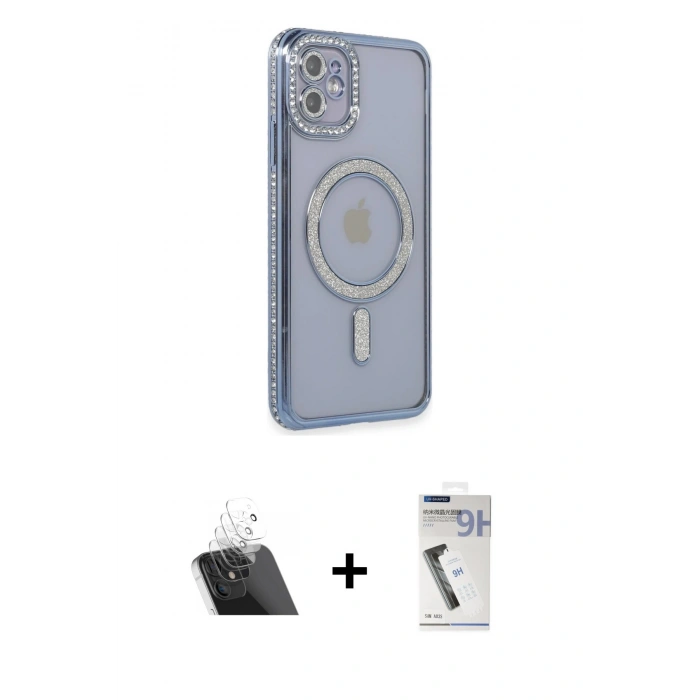 MARSİLYAN™- iPhone 11 Kılıf Zirve Doku Prime - Şeffaf Uv Polymer Nano Ekran Koruyucu + Kamera Lens Koruma Cam - SF