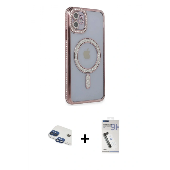 MARSİLYAN™- iPhone 11 Kılıf Zirve Doku Prime - Şeffaf Uv Polymer Nano Ekran Koruyucu + Pers Alüminyum Kamera Lens - LT