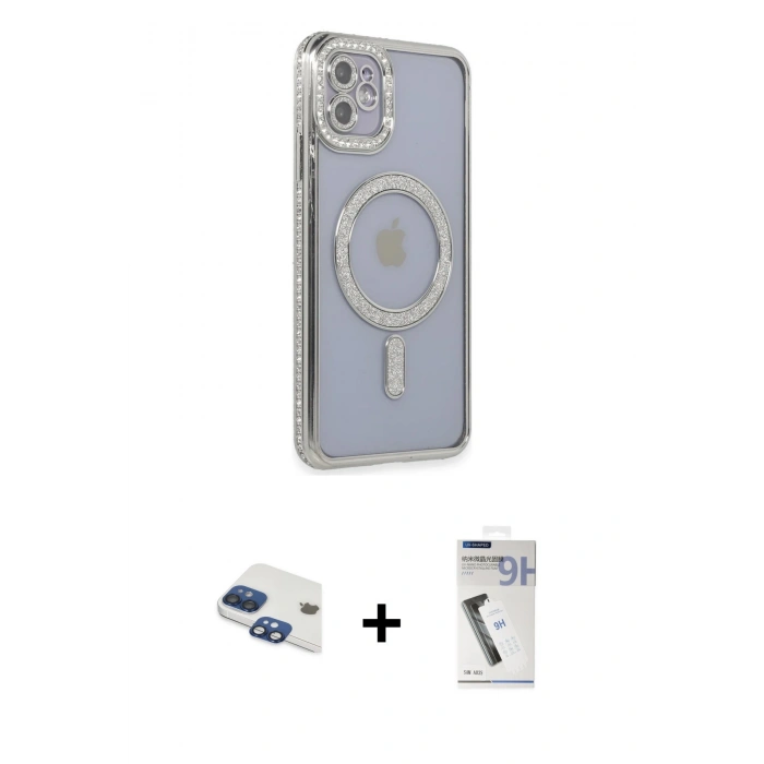MARSİLYAN™- iPhone 11 Kılıf Zirve Doku Prime - Şeffaf Uv Polymer Nano Ekran Koruyucu + Pers Alüminyum Kamera Lens - LT
