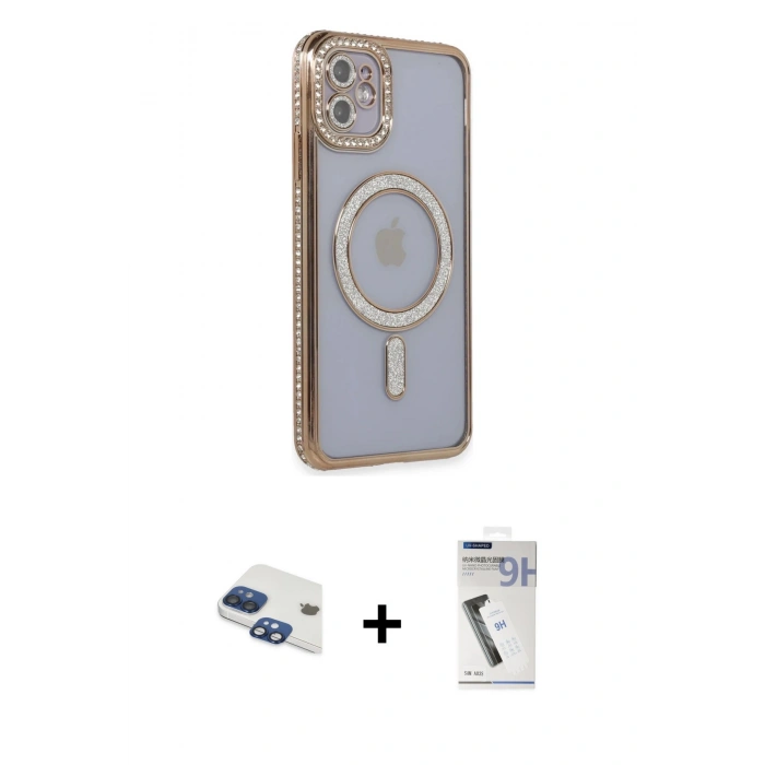 MARSİLYAN™- iPhone 11 Kılıf Zirve Doku Prime - Şeffaf Uv Polymer Nano Ekran Koruyucu + Pers Alüminyum Kamera Lens - LT