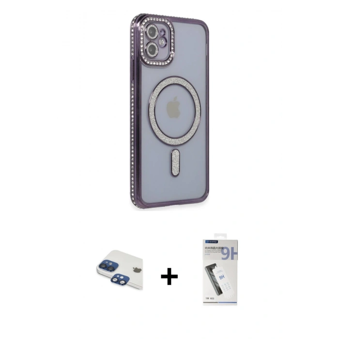 MARSİLYAN™- iPhone 11 Kılıf Zirve Doku Prime - Şeffaf Uv Polymer Nano Ekran Koruyucu + Pers Alüminyum Kamera Lens - LT