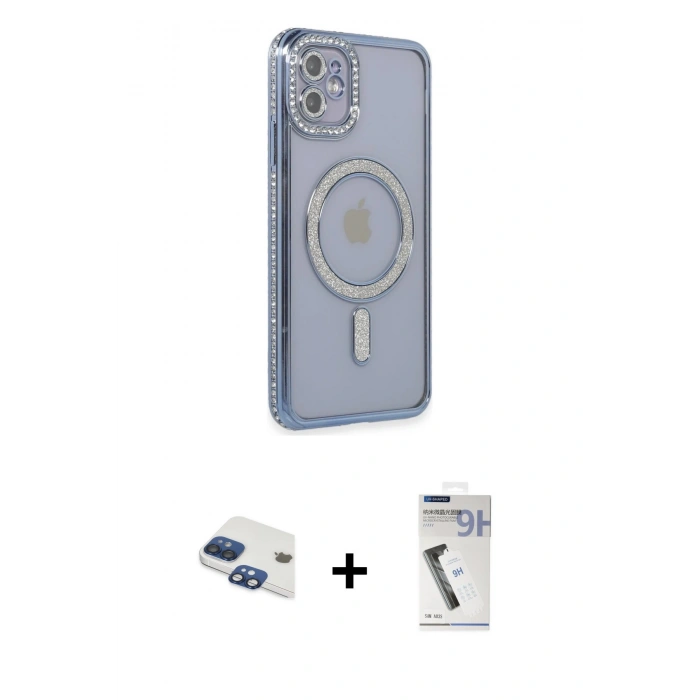 MARSİLYAN™- iPhone 11 Kılıf Zirve Doku Prime - Şeffaf Uv Polymer Nano Ekran Koruyucu + Pers Alüminyum Kamera Lens - LT