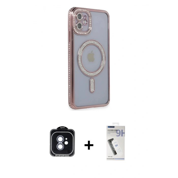 MARSİLYAN™- iPhone 11 Kılıf Zirve Doku Prime - Şeffaf Uv Polymer Nano Ekran Koruyucu + PVD Metal Kamera Lens - MI