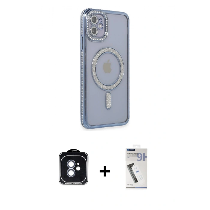 MARSİLYAN™- iPhone 11 Kılıf Zirve Doku Prime - Şeffaf Uv Polymer Nano Ekran Koruyucu + PVD Metal Kamera Lens - MI