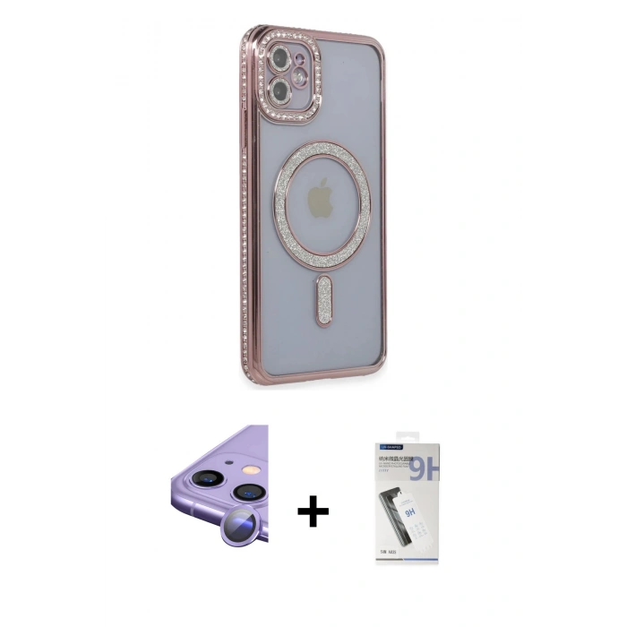 MARSİLYAN™- iPhone 11 Kılıf Zirve Doku Prime - Şeffaf Uv Polymer Nano Ekran Koruyucu + Raze Metal Kamera Lens - MR