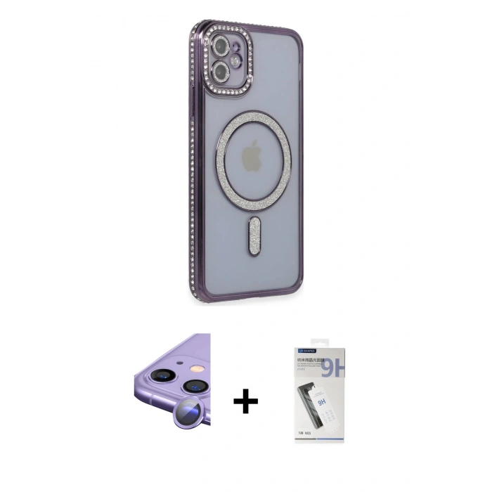 MARSİLYAN™- iPhone 11 Kılıf Zirve Doku Prime - Şeffaf Uv Polymer Nano Ekran Koruyucu + Raze Metal Kamera Lens - MR
