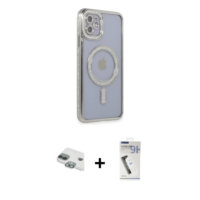 MARSİLYAN™- iPhone 11 Kılıf Zirve Doku Prime - Şeffaf Uv Polymer Nano Ekran Koruyucu + Pers Alüminyum Kamera Lens - YL