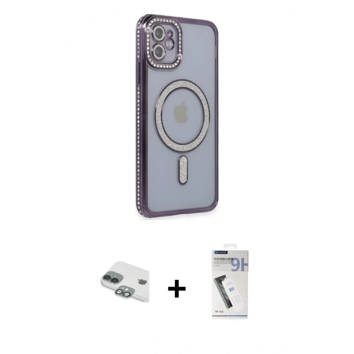 MARSİLYAN™- iPhone 11 Kılıf Zirve Doku Prime - Şeffaf Uv Polymer Nano Ekran Koruyucu + Pers Alüminyum Kamera Lens - YL