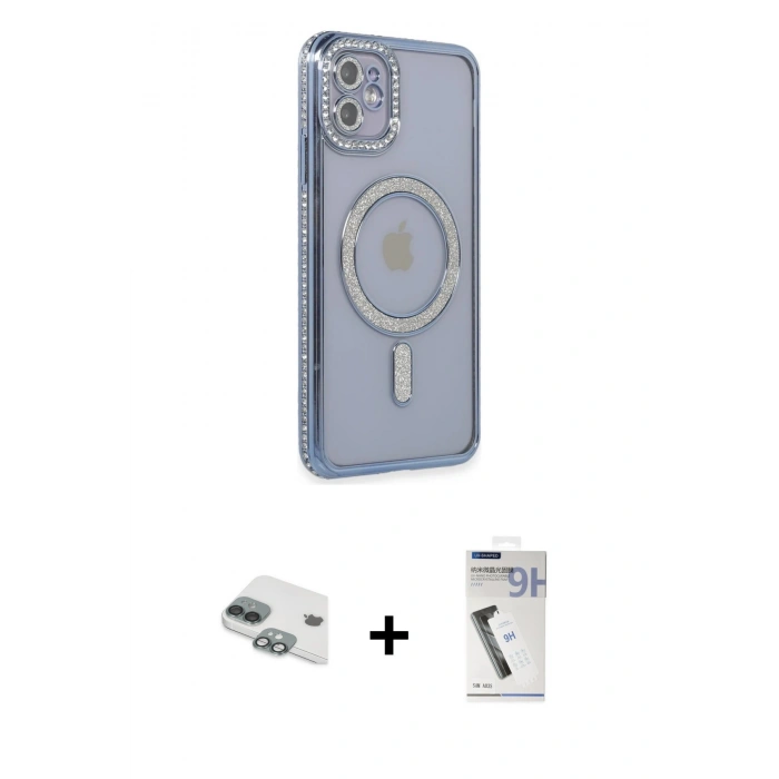MARSİLYAN™- iPhone 11 Kılıf Zirve Doku Prime - Şeffaf Uv Polymer Nano Ekran Koruyucu + Pers Alüminyum Kamera Lens - YL