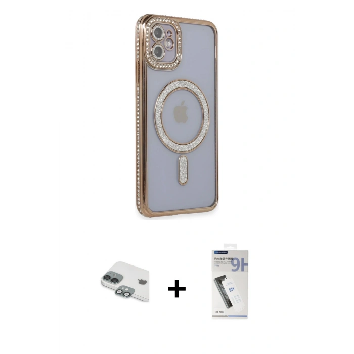 MARSİLYAN™- iPhone 11 Kılıf Zirve Doku Prime - Şeffaf Uv Polymer Nano Ekran Koruyucu + Pers Alüminyum Kamera Lens - YL