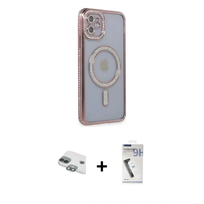 MARSİLYAN™- iPhone 11 Kılıf Zirve Doku Prime - Şeffaf Uv Polymer Nano Ekran Koruyucu + Pers Alüminyum Kamera Lens - YL