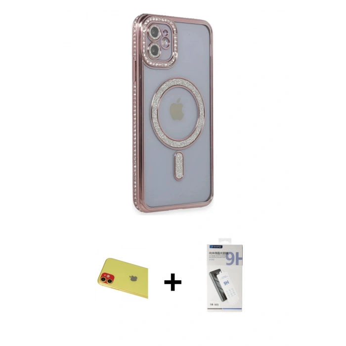 MARSİLYAN™- iPhone 11 Kılıf Zirve Doku Prime - Şeffaf Uv Polymer Nano Ekran Koruyucu + Rainbow Kamera Lens Koruma Cam - KI