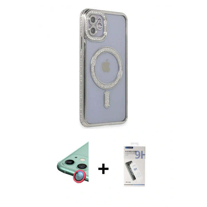 MARSİLYAN™- iPhone 11 Kılıf Zirve Doku Prime - Şeffaf Uv Polymer Nano Ekran Koruyucu + Raze Metal Kamera Lens - KI