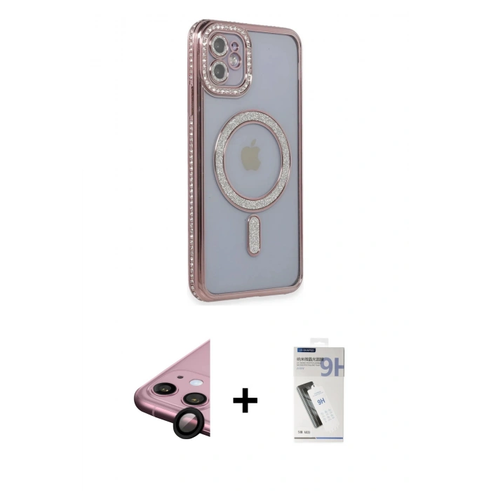 MARSİLYAN™- iPhone 11 Kılıf Zirve Doku Prime - Şeffaf Uv Polymer Nano Ekran Koruyucu + Raze Metal Kamera Lens - SH