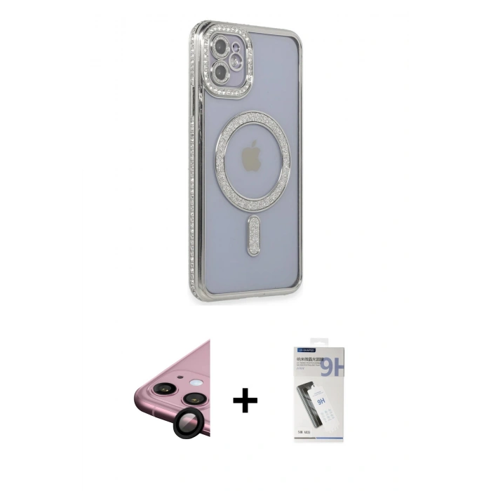 MARSİLYAN™- iPhone 11 Kılıf Zirve Doku Prime - Şeffaf Uv Polymer Nano Ekran Koruyucu + Raze Metal Kamera Lens - SH