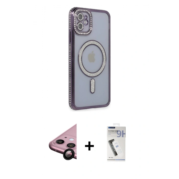 MARSİLYAN™- iPhone 11 Kılıf Zirve Doku Prime - Şeffaf Uv Polymer Nano Ekran Koruyucu + Raze Metal Kamera Lens - SH