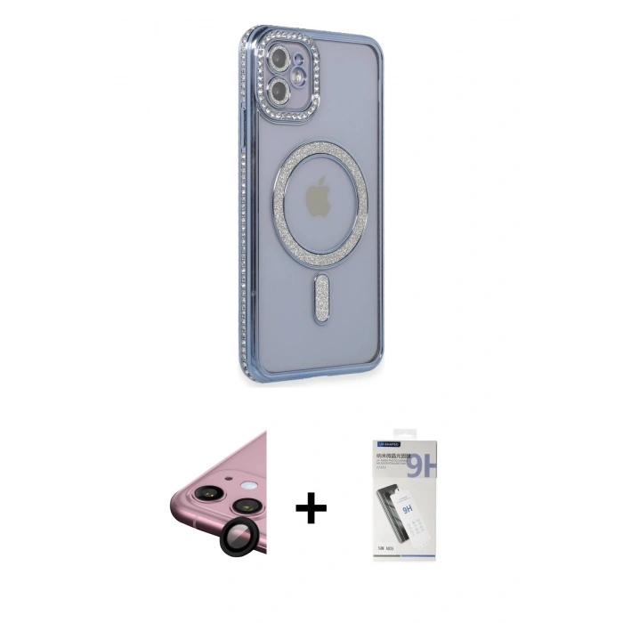MARSİLYAN™- iPhone 11 Kılıf Zirve Doku Prime - Şeffaf Uv Polymer Nano Ekran Koruyucu + Raze Metal Kamera Lens - SH