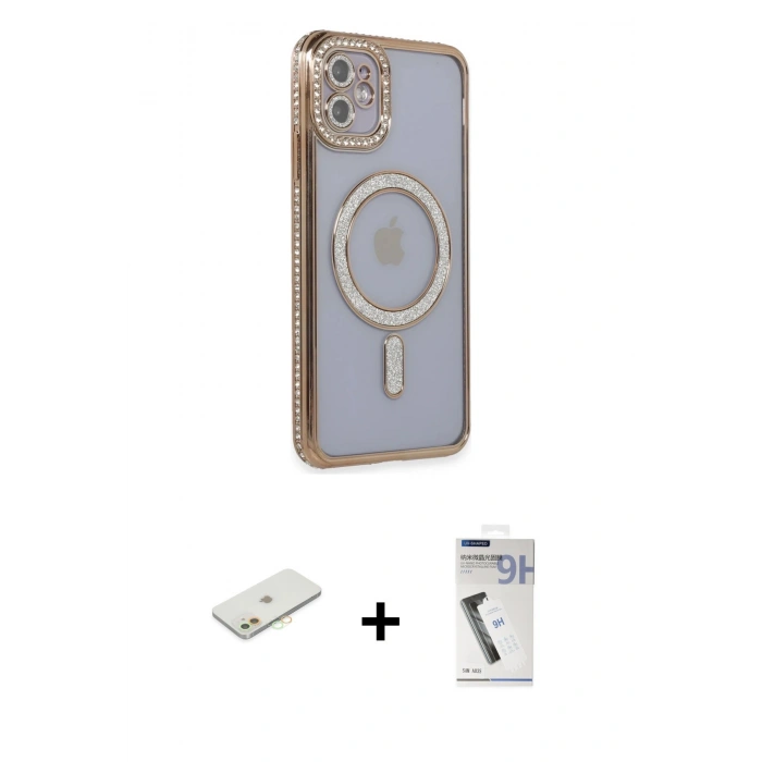 MARSİLYAN™- iPhone 11 Kılıf Zirve Doku Prime - Şeffaf Uv Polymer Nano Ekran Koruyucu + Renkli Kamera Lens Koruma Cam - TU