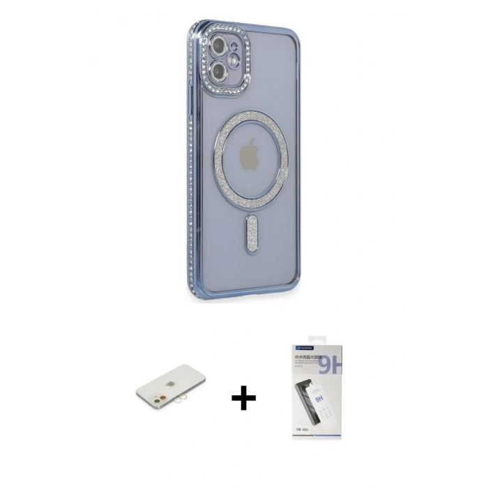 MARSİLYAN™- iPhone 11 Kılıf Zirve Doku Prime - Şeffaf Uv Polymer Nano Ekran Koruyucu + Renkli Kamera Lens Koruma Cam - TU