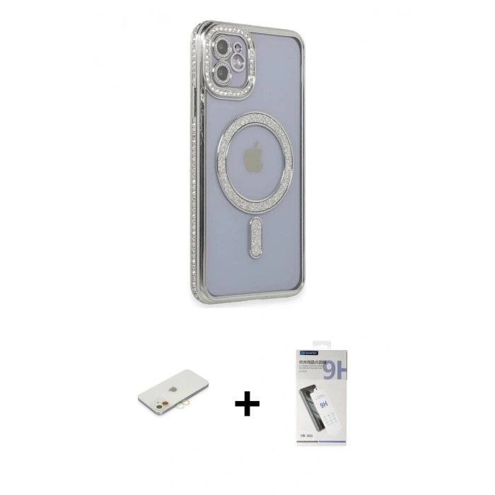 MARSİLYAN™- iPhone 11 Kılıf Zirve Doku Prime - Şeffaf Uv Polymer Nano Ekran Koruyucu + Renkli Kamera Lens Koruma Cam - TU