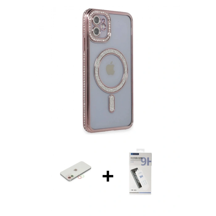 MARSİLYAN™- iPhone 11 Kılıf Zirve Doku Prime - Şeffaf Uv Polymer Nano Ekran Koruyucu + Renkli Kamera Lens Koruma Cam - YL