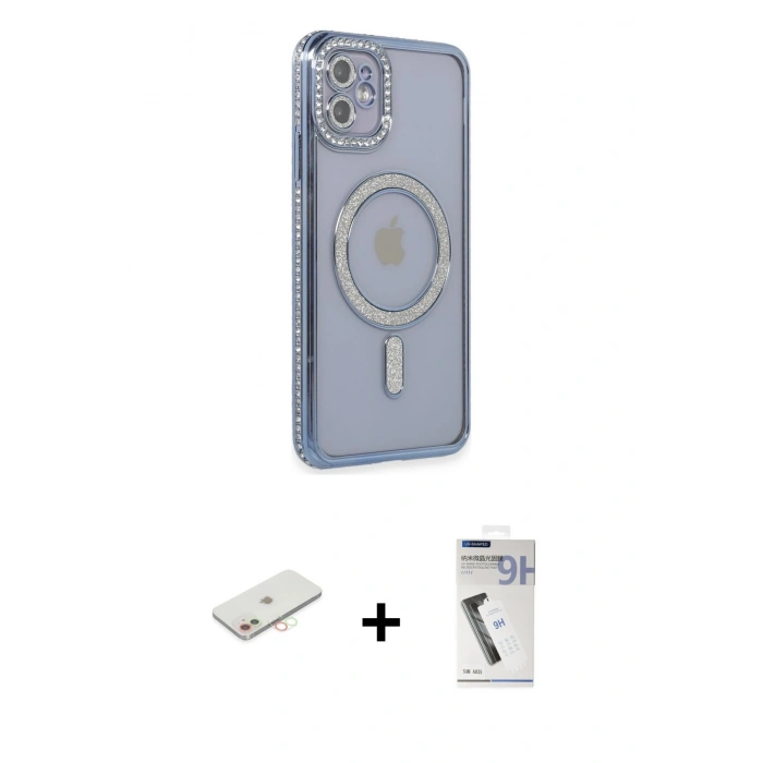 MARSİLYAN™- iPhone 11 Kılıf Zirve Doku Prime - Şeffaf Uv Polymer Nano Ekran Koruyucu + Renkli Kamera Lens Koruma Cam - YL
