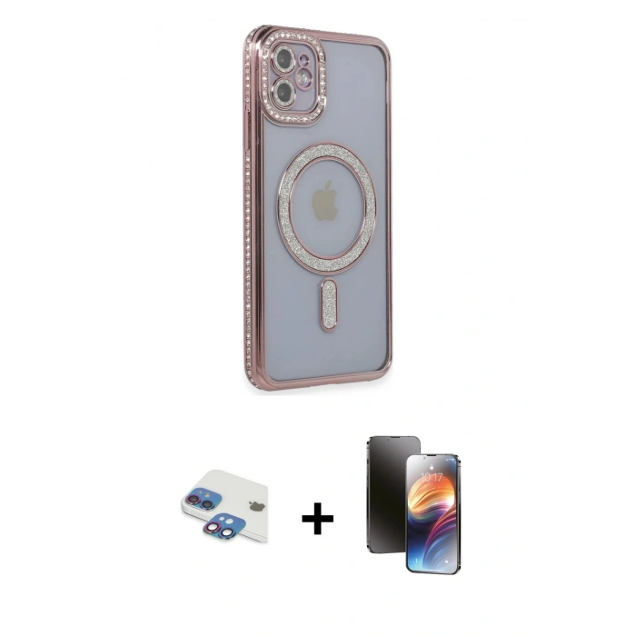 MARSİLYAN™- iPhone 11 Kılıf Zirve Doku Prime - Siyah 3D Antistatik Mat Seramik Nano Ekran Koruyucu + Pers Alüminyum Kamera Lens - GI