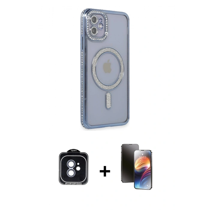 MARSİLYAN™- iPhone 11 Kılıf Zirve Doku Prime - Siyah 3D Antistatik Mat Seramik Nano Ekran Koruyucu + PVD Metal Kamera Lens - MI