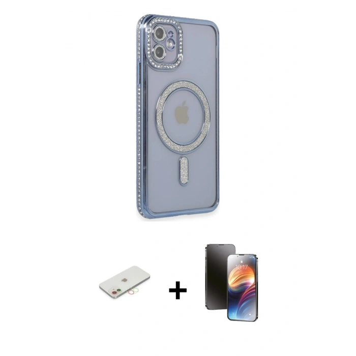 MARSİLYAN™- iPhone 11 Kılıf Zirve Doku Prime - Siyah 3D Antistatik Mat Seramik Nano Ekran Koruyucu + Renkli Kamera Lens Koruma Cam - YL