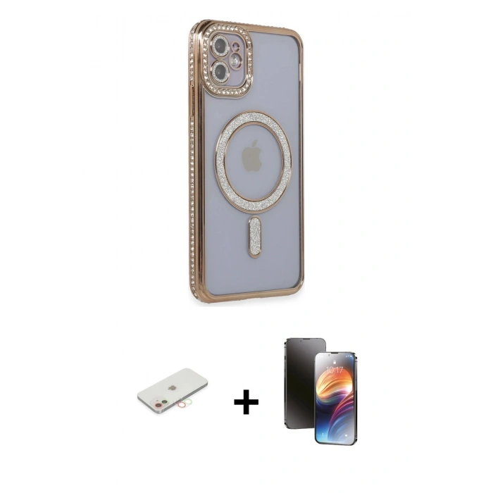 MARSİLYAN™- iPhone 11 Kılıf Zirve Doku Prime - Siyah 3D Antistatik Mat Seramik Nano Ekran Koruyucu + Renkli Kamera Lens Koruma Cam - YL