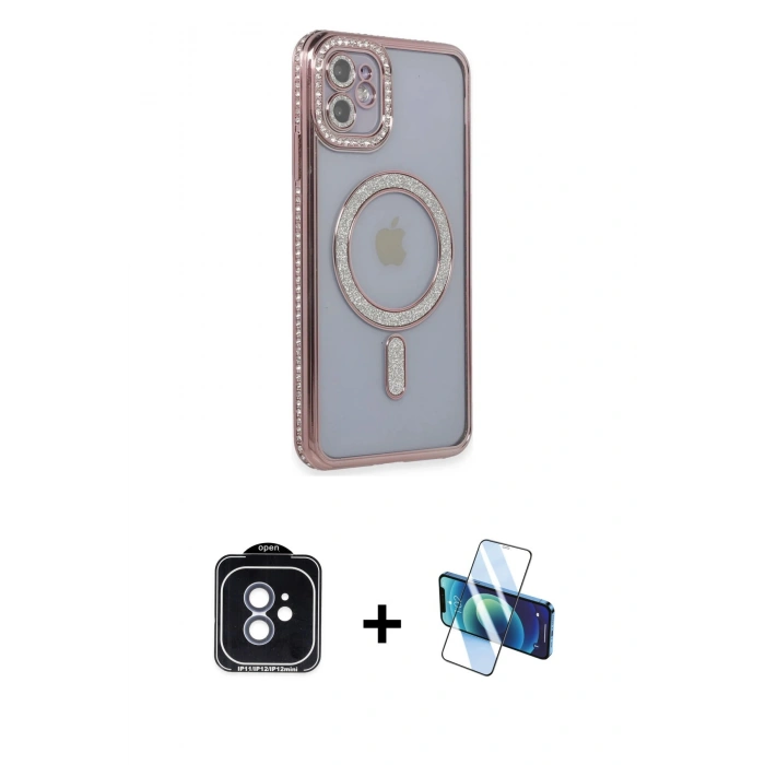 MARSİLYAN™- iPhone 11 Kılıf Zirve Doku Prime - Siyah 3D Antistatik Seramik Nano Ekran Koruyucu + PVD Metal Kamera Lens - MI