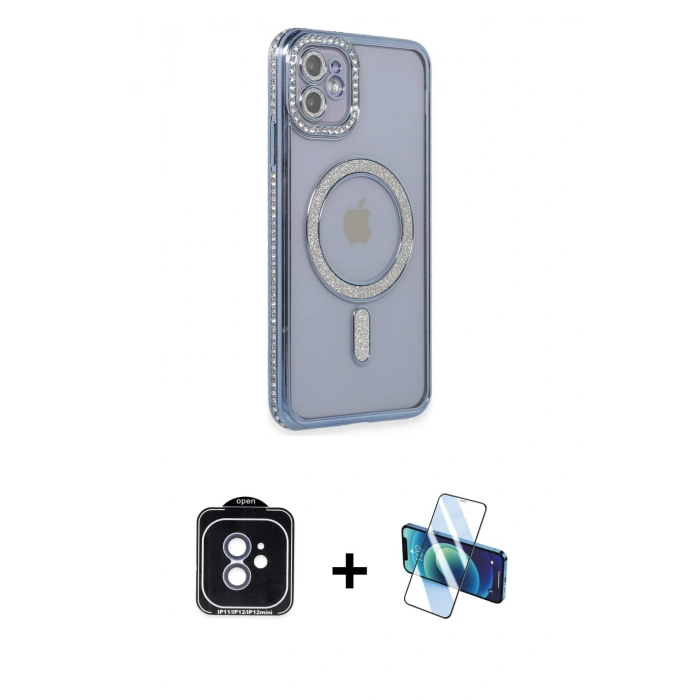 MARSİLYAN™- iPhone 11 Kılıf Zirve Doku Prime - Siyah 3D Antistatik Seramik Nano Ekran Koruyucu + PVD Metal Kamera Lens - MI