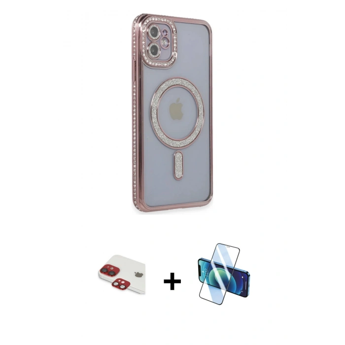 MARSİLYAN™- iPhone 11 Kılıf Zirve Doku Prime - Siyah 3D Antistatik Seramik Nano Ekran Koruyucu + Pers Alüminyum Kamera Lens - KI