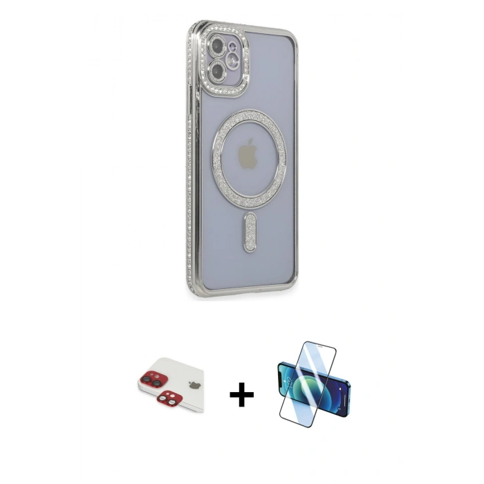 MARSİLYAN™- iPhone 11 Kılıf Zirve Doku Prime - Siyah 3D Antistatik Seramik Nano Ekran Koruyucu + Pers Alüminyum Kamera Lens - KI