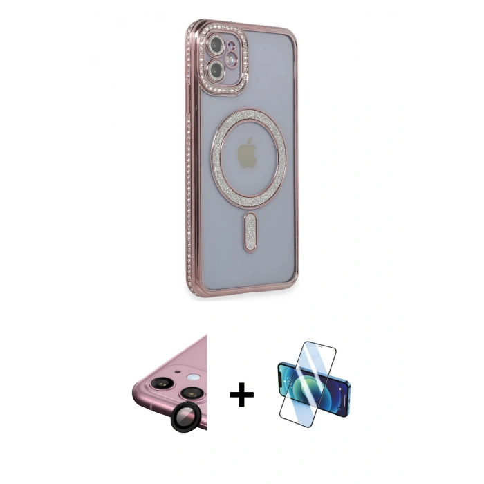 MARSİLYAN™- iPhone 11 Kılıf Zirve Doku Prime - Siyah 3D Antistatik Seramik Nano Ekran Koruyucu + Raze Metal Kamera Lens - SH