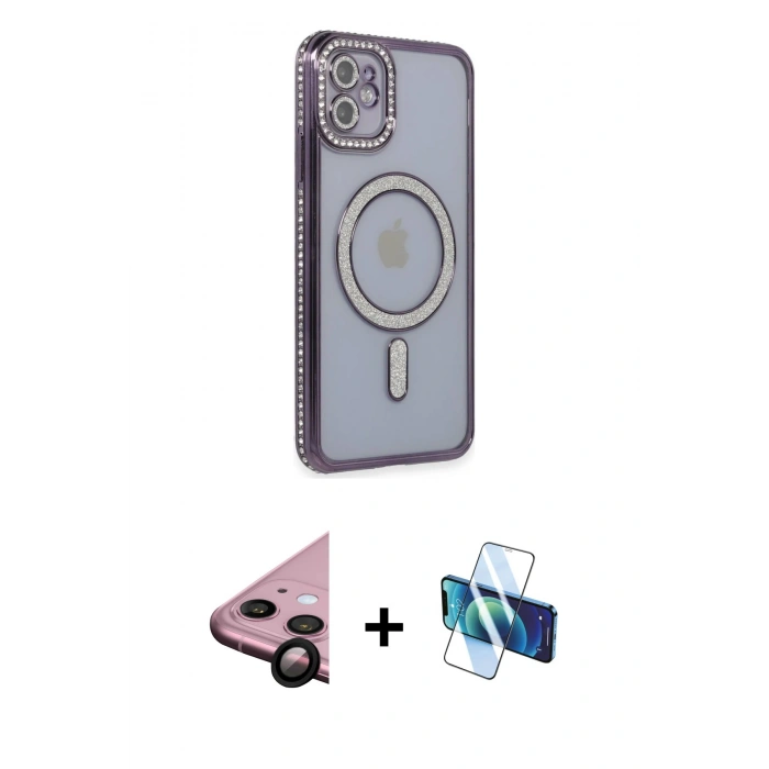 MARSİLYAN™- iPhone 11 Kılıf Zirve Doku Prime - Siyah 3D Antistatik Seramik Nano Ekran Koruyucu + Raze Metal Kamera Lens - SH