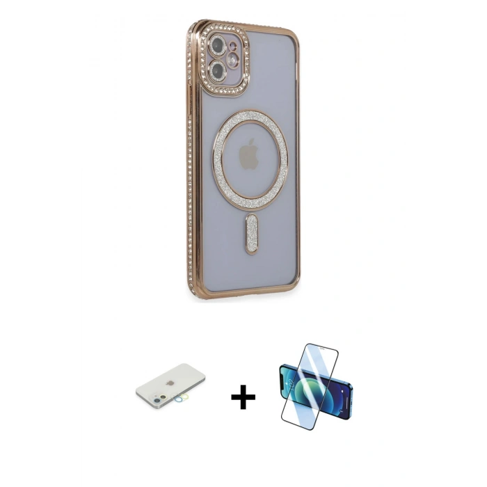 MARSİLYAN™- iPhone 11 Kılıf Zirve Doku Prime - Siyah 3D Antistatik Seramik Nano Ekran Koruyucu + Renkli Kamera Lens Koruma Cam - SI