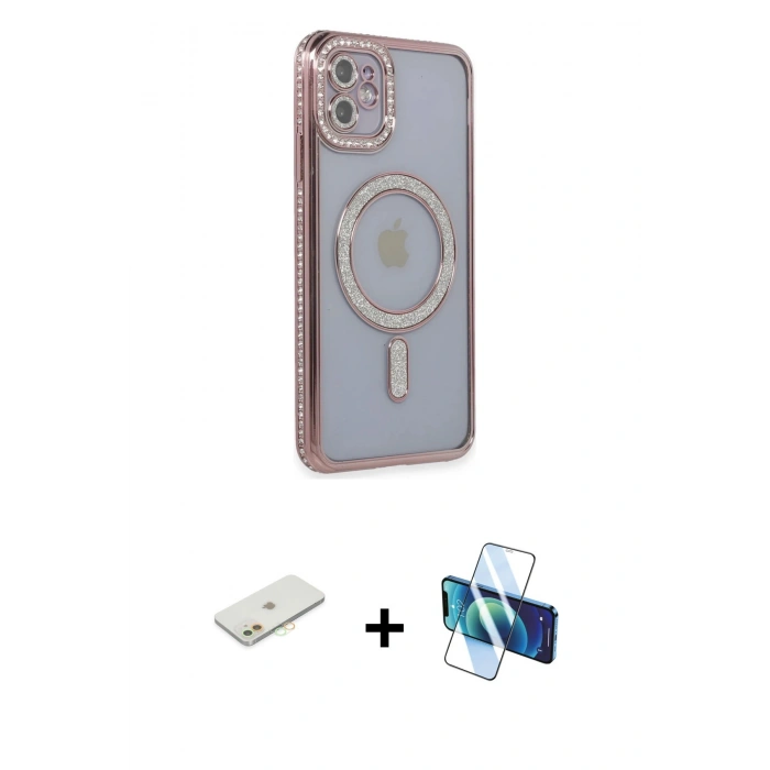 MARSİLYAN™- iPhone 11 Kılıf Zirve Doku Prime - Siyah 3D Antistatik Seramik Nano Ekran Koruyucu + Renkli Kamera Lens Koruma Cam - TU